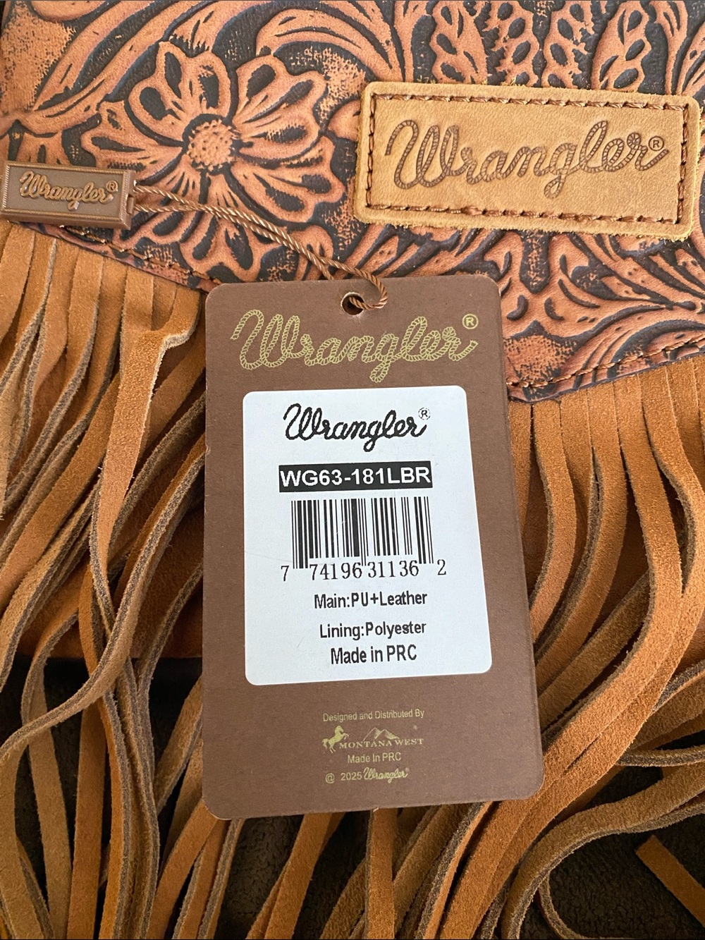 NWT Wrangler Tooled Floral Fringe Convertible Crossbody Wristlet Bag - Picture 10 of 10
